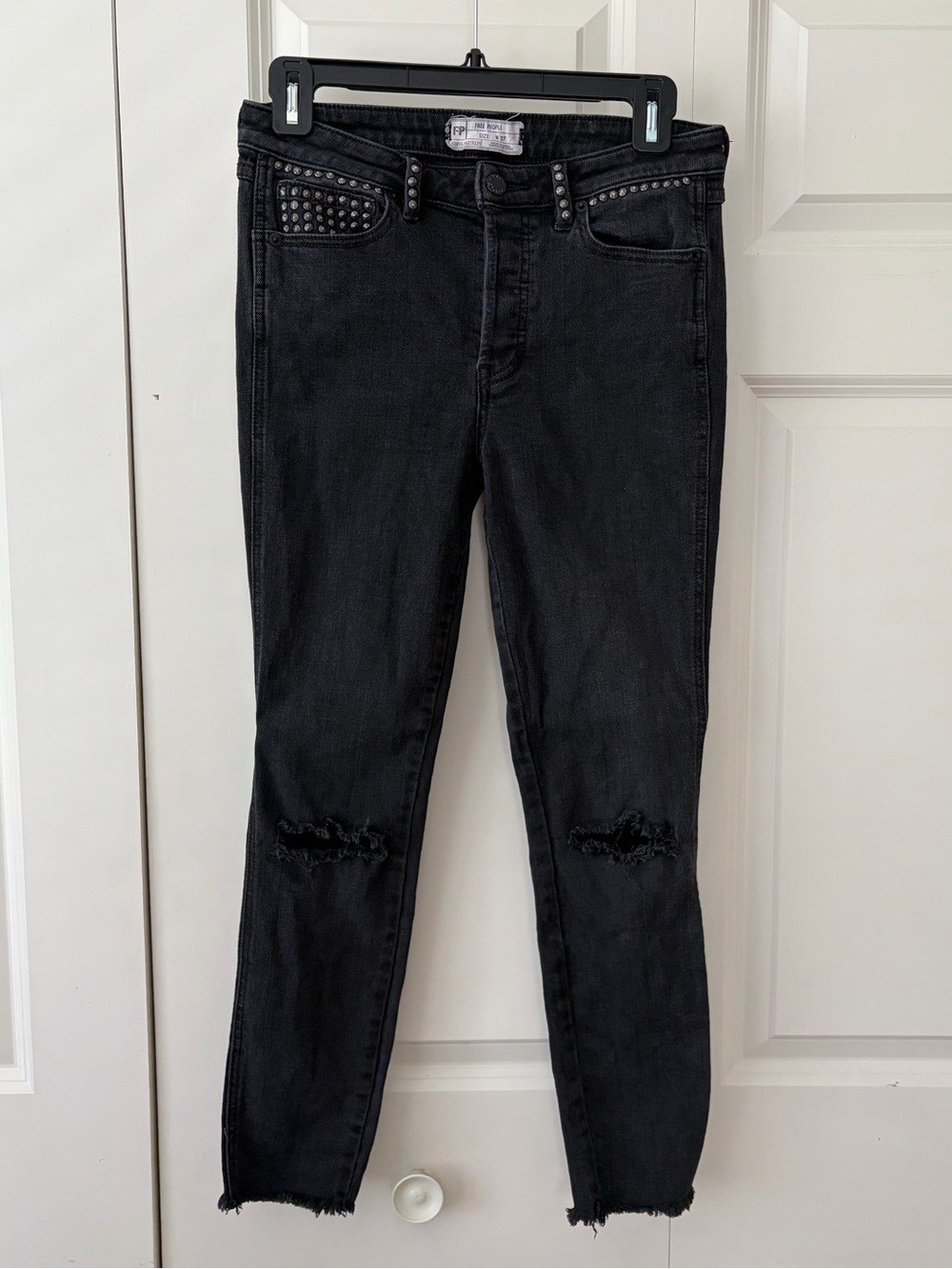Free People Black Studded Skinny Jeans
